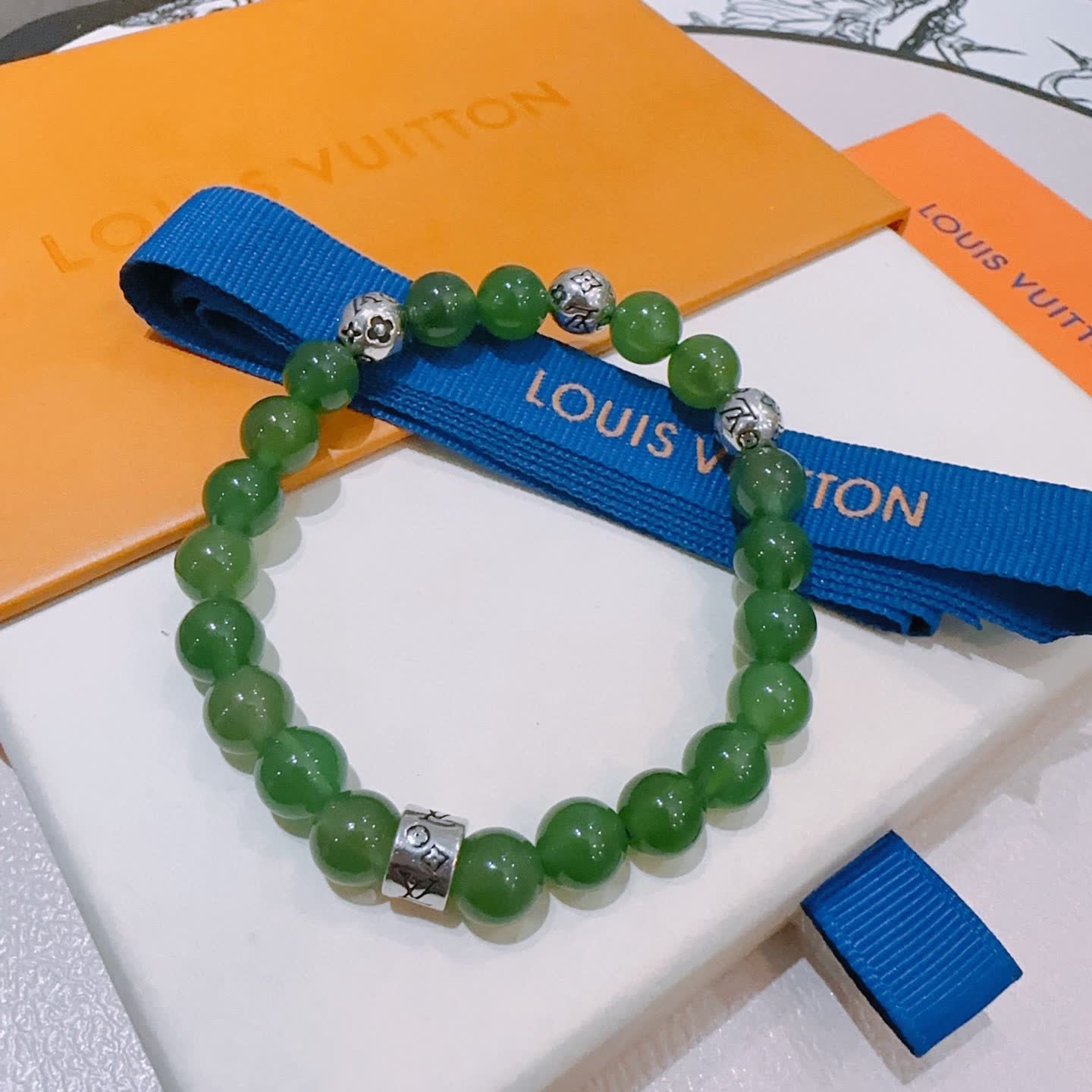 Louis Vuitton Green Beaded Bracelet